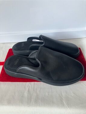 LUSSO CLOUD Men's Black Pelli Smooth Leather Slide Shoes Mules Sz 12 NEW.